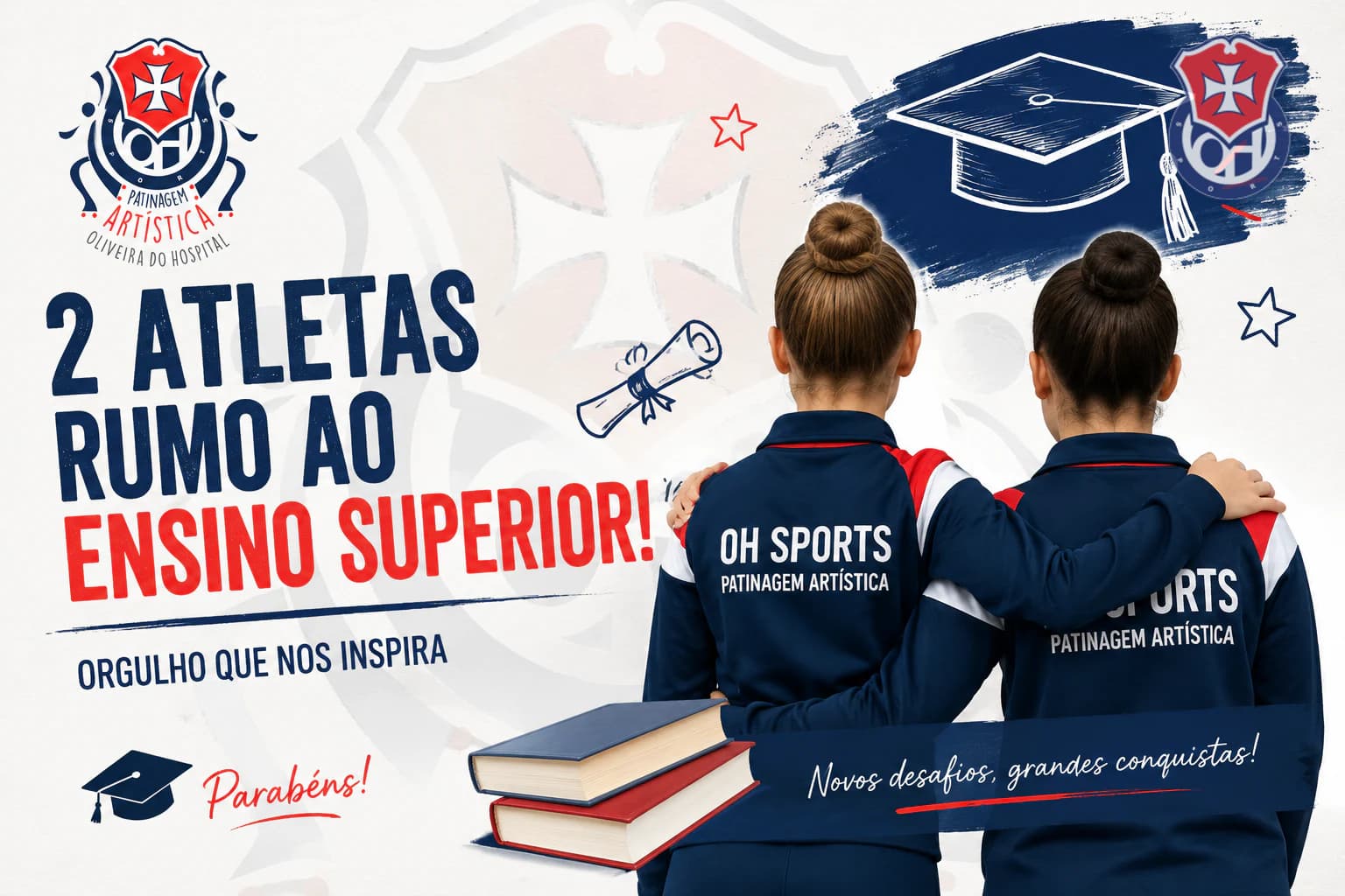 Atletas da Patinagem Artística da Adohsports entram no Ensino Superior! 🎓❤️💙